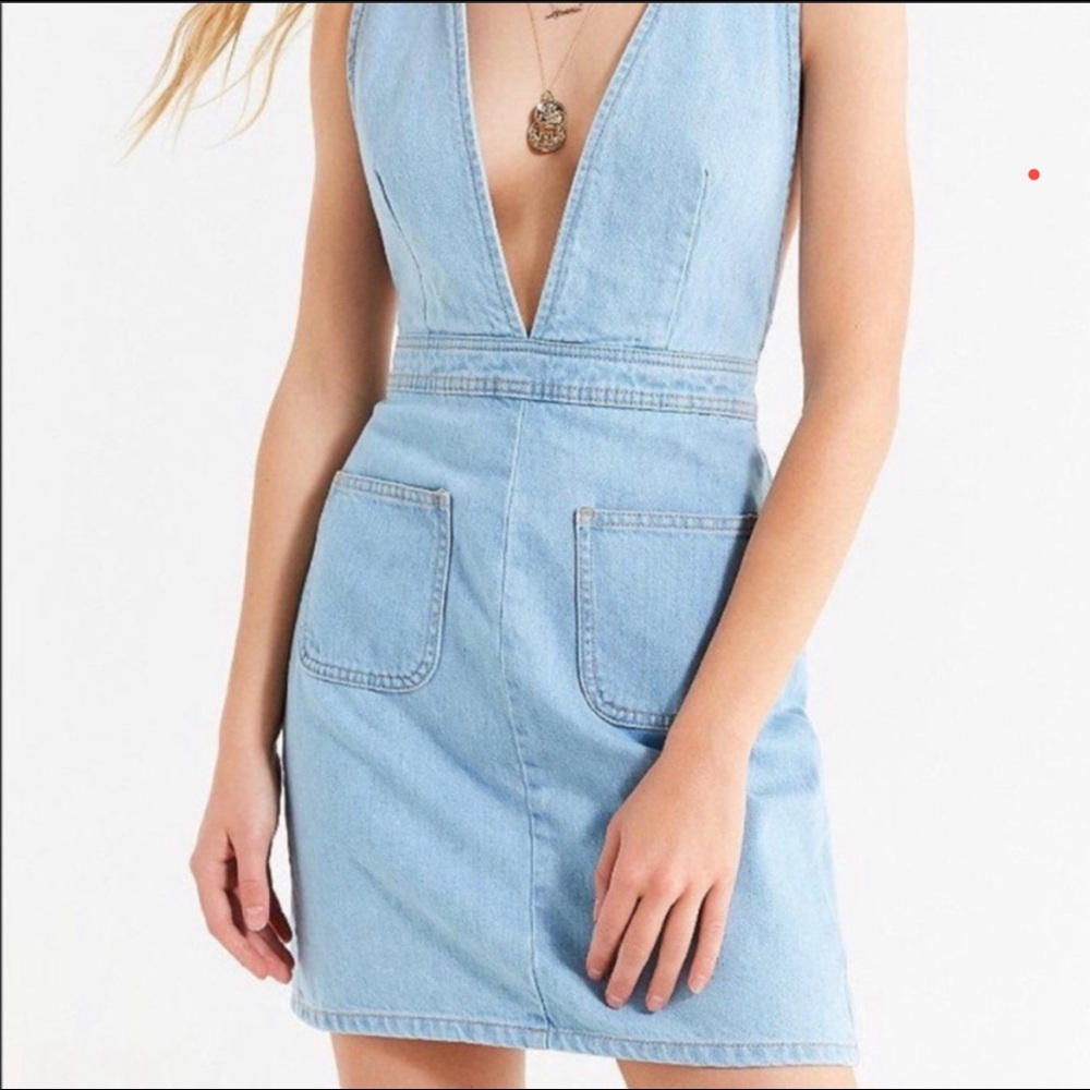 BDG plunge halter denim dress